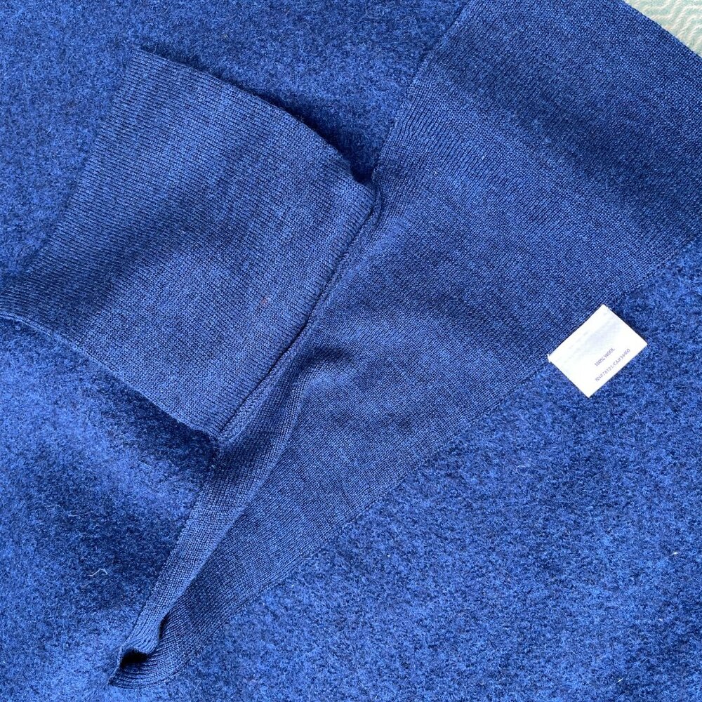 Boiled wool deep navy/deep purple button down v-neck jacket, elastic sides L! - Picture 7 of 16